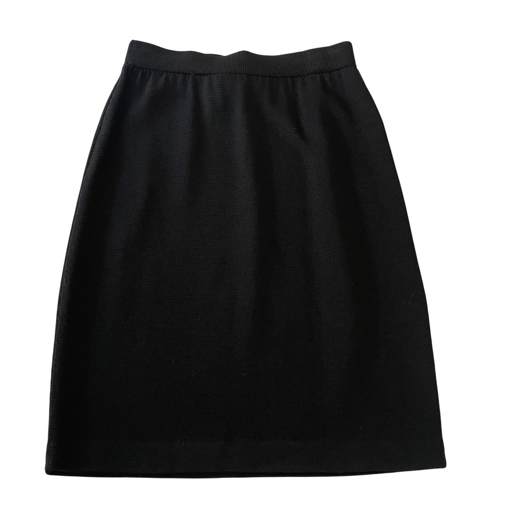 St John Collection Marie Gray Black Santana Knit Pencil Skirt Size 8 Made in USA